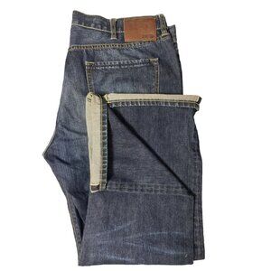 DH3 Selvage Jake Mens 42x32 Dark Blue Denim Jeans Straight Leg